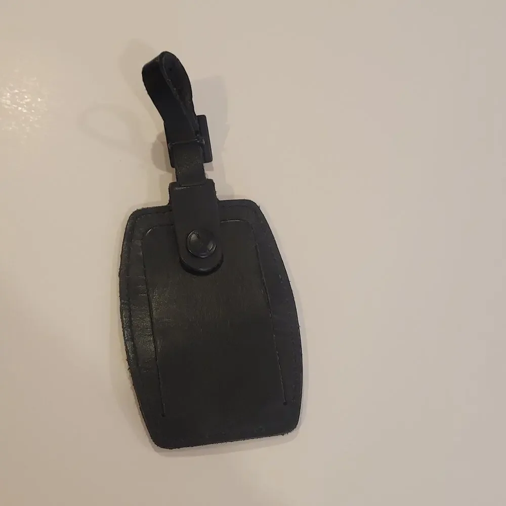 Briggs & Riley Luggage Tag Black Leather ID Tag Bag Size 4.5